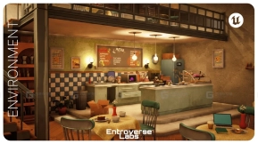 【UE】风格化纽约咖啡馆——咖啡店室内模块化环境  Stylized New York Cafe – Coffee Shop Interior Modular Environment
