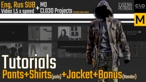 夹克工装裤子衬衫外套模型 Tutorials. MD, Clo3d Pants+Jacket+Shirt+Bonus. RUS, ENG SUB MD292
