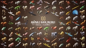 100种低多边形动物模型 Animals Base Meshes