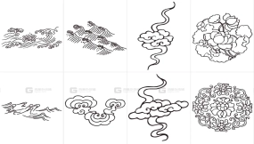 中国传统纹样矢量图案：龙凤花卉团古典花纹设计参考