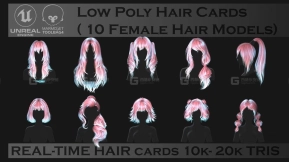 10套风格化二次元卡通女性头发模型