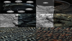 45个异形生物怪物皮肤笔刷 Giger & Beksinski Tribute Brushes pack for ZBrush