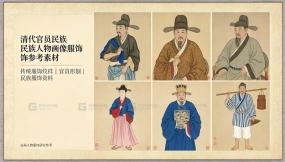清代官员民族人物画像服饰参考素材 Qing dynasty official ethnic figure portrait costume reference materials