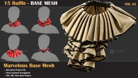 15款褶边围巾围脖基础模型 VOL22  15 Ruffle BASE MESH VOL22