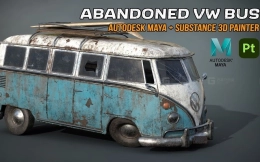 Maya + Substance 3D Painter！制作废弃的大众巴士！