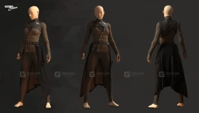 中世纪女刺客披风套装模型 Female Assassin Costume - 64 Marvelous Designer and Clo3D + OBJ + FBX