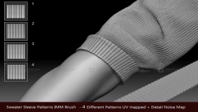 毛衣毛线编织纹理笔刷 Sweater Sleeve Brush for Zbrush zbrush33