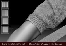 毛衣毛线编织纹理笔刷 Sweater Sleeve Brush for Zbrush zbrush33