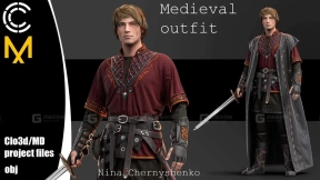 中世纪战士武士衣服套装 Medieval outfit. Marvelous DesignerClo3d project + OBJ