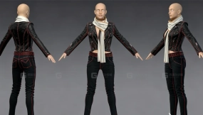 女士时尚皮衣牛仔裤围巾 MD348