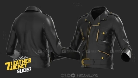 7个男士皮夹克衣服上衣模型 7 Men's Leather Jacket Clothing Top Models