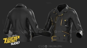 7个男士皮夹克衣服上衣模型 7 Men's Leather Jacket Clothing Top Models