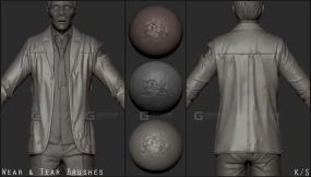 zbrush布料破洞损坏撕裂扯烂磨损做旧笔刷 Zbrush Wear and Tear Brushes