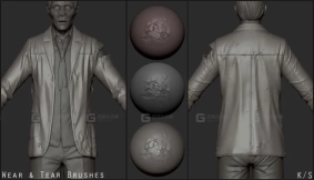 zbrush布料破洞损坏撕裂扯烂磨损做旧笔刷 Zbrush Wear and Tear Brushes