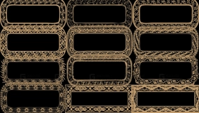 中式古典边框镂空雕刻花纹装饰文字框牌匾矢量PNG素材