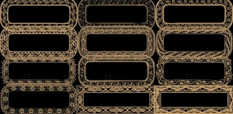 中式古典边框镂空雕刻花纹装饰文字框牌匾矢量PNG素材