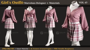 女孩服装 MD Clo3d 智能材质 4K贴图 OBJ FBX 第四十三卷 Girl’s Outfit- MD Clo3d + Smart Material + 4K Textures + OBJ + FBX (vol 43)