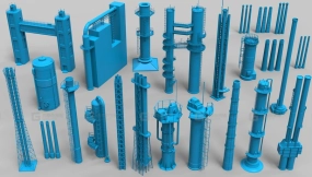 24个工厂管道烟筒冷却塔储藏罐组件 Factory Tubes – 24 pieces