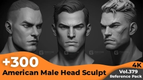 男性头部雕刻参考图集 +300 American Male Head Sculpt Reference Images(4k)4K)
