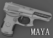 【Maya 案例】手枪模型制作；零基础案例教程；布线卡线的规范制作