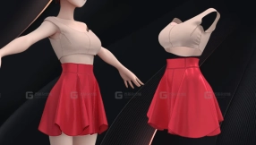 可爱时尚女孩短裙服装模型