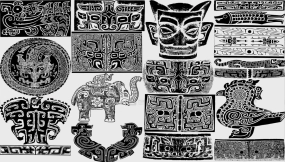 夏商周青铜器纹饰拓印图案AI矢量PNG素材