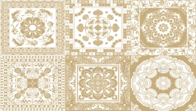 敦煌莫高窟藻井平棋图案纹样线描矢量素材