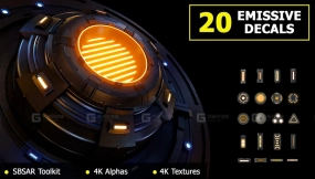 硬表面霓虹发光贴花材质 20 Emissive Decals