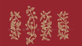 中式古典花草树木盆栽盆景纹理图案矢量素材