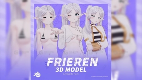 卡通可爱少女角色模型 Frieren Model (T Pose + Outfit Variations)