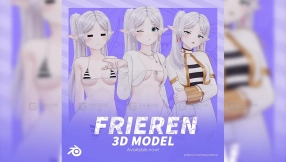 卡通可爱少女角色模型 Frieren Model (T Pose + Outfit Variations)