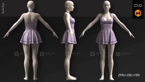 格子吊带连衣裙