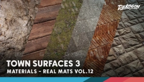 【UE5.1】真实材质第12卷 - 城镇地表3（45+种材质）  Realistic Materials VOL.12 - Town Surfaces 3 (45+ Materials)