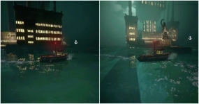 为类《DREDGE》恐怖游戏打造的绝美PSX风格水面效果
