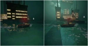 为类《DREDGE》恐怖游戏打造的绝美PSX风格水面效果