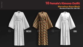 10件复古小日子女性和服礼服汉服 10 Kimono Outfit BASE MESH VOL.01
