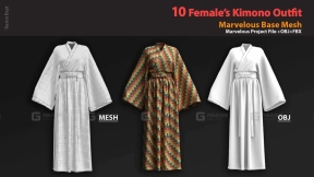 10件复古小日子女性和服礼服汉服 10 Kimono Outfit BASE MESH VOL.01