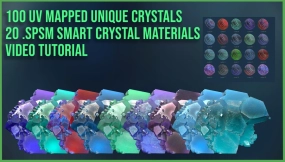 20款水晶宝石玉石晶体矿物智能PBR材质 20 Crystal Mineral Smart Materials & 100 Unique Crystals + Video Tutorial