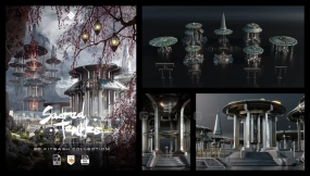 亚洲神秘宗教科幻建筑环境资产 Sacred Temples - Asian Styled Buildings & Environment Assets 3D Kitbash Pack