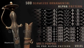 装饰花纹雕花Alpha贴图4K高清无缝 500 seamless ornamental alpha pattern-Vol05