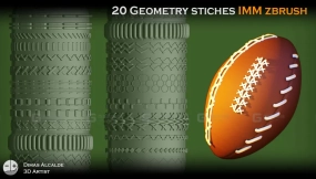 zbrush缝线针脚笔刷 20 [FREE] Geometry STICHES IMM {BRUSHES} Zbrush (Blender) 