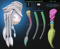 头发辫子马尾辫笔刷  Ponytailbraid_curve IMM Brush