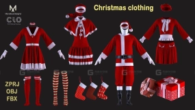 圣诞服节日主题套装+袜子+帽子+礼物盒