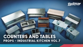 【UE】厨房餐厅道具第七卷 - 工业风格柜台与餐桌  Kitchen Restaurant Props VOL.7 - Industrial Counters   Tables