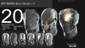 20个硬表面科幻头盔zbrush笔刷