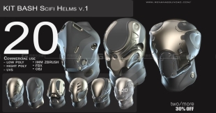 20个硬表面科幻头盔zbrush笔刷