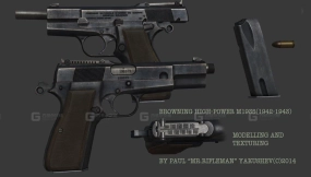 勃朗宁大威力M1935 - Browning High-Power M1935 3D model-22