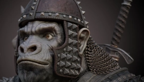 奇幻战争大猩猩半身像  Fantasy War Gorilla Portrait Bust