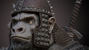 奇幻战争大猩猩半身像  Fantasy War Gorilla Portrait Bust