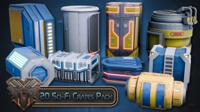 适用于Blender和UE的大型风格化科幻素材包 Massive Stylized Sci-Fi Crate Pack - Blender & Unreal Engine
